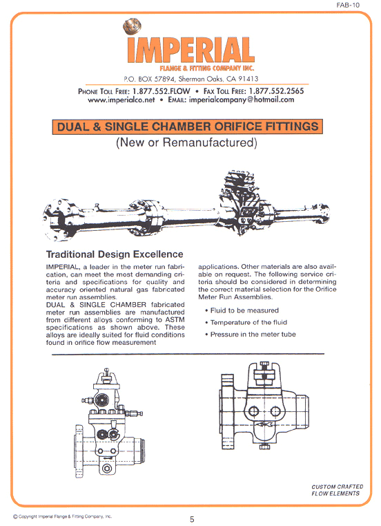Dual and Single Chamber Orifice Fittings